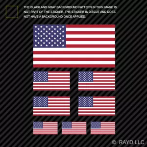8 pcs Assorted American Flag Sticker Set USA US America Flags Stars Stripes - Foto 1 di 1