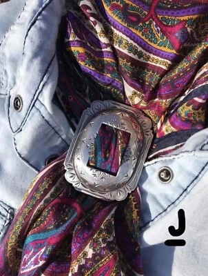 Шарф слайд дикая тряпка ковбойский вестерн пряжка слайд - антикварное серебро - Изображение 1 из 3