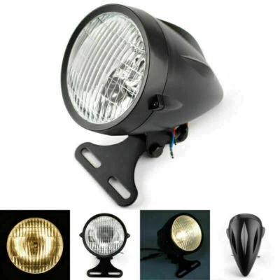 Lámpara Faro Bala Negra 4 3/4" Motocicleta Para Chopper Bobber Personalizada E Foto 1 de 4