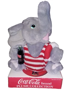 VTG Coca-Cola Brand Plush Collection Elephant 10 Inch Stuffed Animal NOS - Picture 1 of 7
