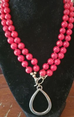 Collar 925 con cuentas de coral rojo hibisco firmado por Simon Sebbag RARO Foto 1 de 4