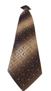 Vintage TownCraft Clip on Neck Tie Mens Brown Tan Geometric Abstract Made in USA - Picture 1 of 13