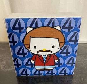 Hello Kitty 50th Anniversary 4 inch canvas blocks Ron Burgundy Signed 18 Of 50 - Picture 1 of 4
