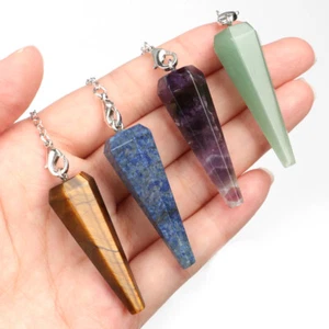 1pc Crystal Pendulum Gemstone Point Dowsing Scrying Dowser Healing Reiki Therapy - Picture 1 of 20