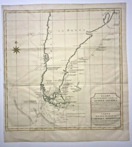 CHILE ARGENTINA MAGELLAN 1749 GEORGE ANSON VERY LARGE ANTIQUE SEA CHART - Picture 1 of 7