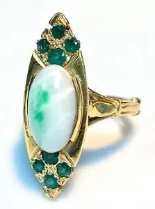 Anillo Oro 18 Quilates - Jade Jadeíta Y Esmeraldas - 12.31G - Imagen 1 de 3