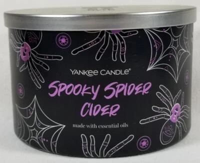 Yankee Candle SIDRA ARAÑA ESPELUZNANTE Tarro Redondo Grande de 3 Mechas 18 OZ Cera de Halloween Foto 1 de 4