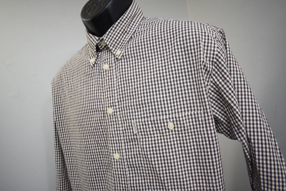 Camisa de vestir Beretta abotonada a cuadros manga larga bolsillo frontal para hombre talla grande Foto 1 de 4