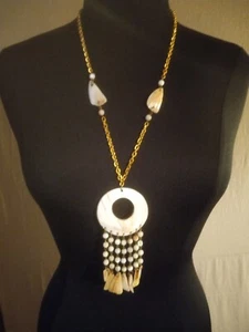 Vintage Boho style Necklace dreamcatcher real stones Beaded  double sided - Picture 1 of 6