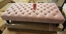Coffee Table Large Chesterfield Design Footstool in Pink Plush / Soft Velvet