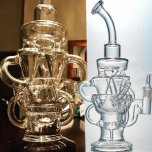 Master Three heart filter Horns Recycler Hookah Glass Water Pipe Bong 14mm 1pcs - Picture 1 of 7