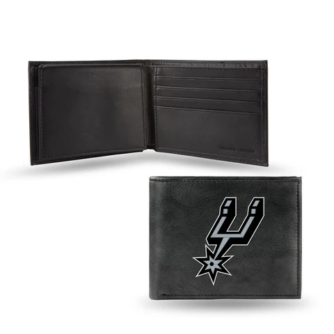 San Antonio Spurs NBA Embroidered Team Logo Black Leather Bi-fold Wallet Cover