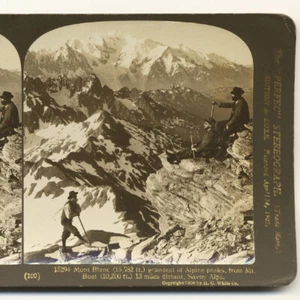 Alpinistes au Mont Buet, vue sur le Mont-Blanc - Ancienne Photo Stéréo c.1900 - Picture 1 of 4