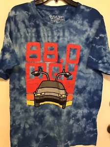Back To The Future The Musical Broadway Blue Wash Shirt LARGE 88 MPH - Picture 1 of 5