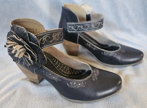 Spring Step L'artiste 'Tosha-B' tacchi in pelle neri con cinturino; taglia US 6,5, EU 37 - Foto 1 di 13