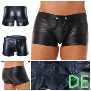 DE Herren Wetlook Lackleder Boxer Slip Shorts Unterhose Dessous Reizwäsche - Picture 1 of 25