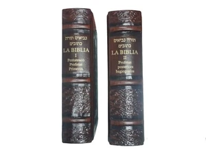 Lederbibel La Biblia Española Libro HEBRÄISCH SPANISCH jüdisch Tanach 2 Bücher Buch - Bild 1 von 8