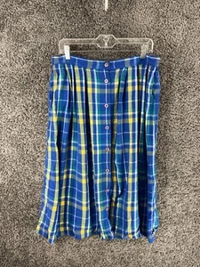 VTG Pendleton A-Line Skirt Women's 18W Multicolor Plaid 100% Rayon Button-Front - Picture 1 of 19