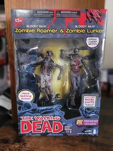 THE WALKING DEAD SERIES 1 BLOODY B&W ZOMBIE ROAMER & LURKER PX EXCLUSIVE - Picture 1 of 2
