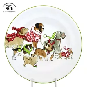 Pier 1 Imports PARK AVENUE PUPPIES - CHRISTMAS 8.75" Salad Plate Dogs Mint - Picture 1 of 11