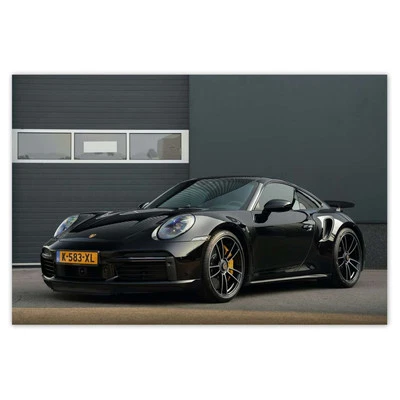 IDEALDESIGN Banner Fahne Schwarzes Porsche Auto Nr. H8704_BN