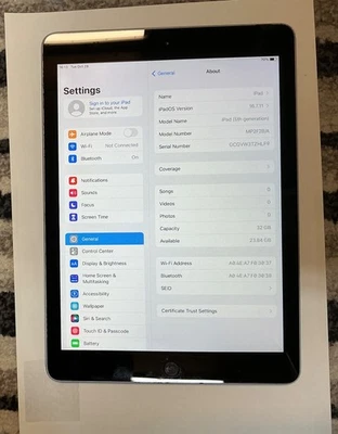 Apple iPad 5 A1822 5th Gen 32GB Wi-Fi Touch ID iOS Apple A9 Space Grey 9.7"GOOD - Image 1 of 4