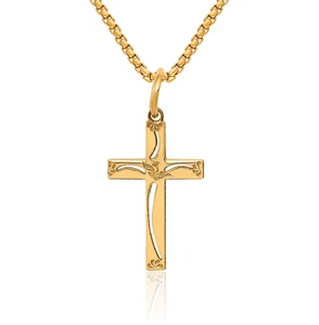 Collar Cruz Oro Amarillo Sólido 14K - Imagen 1 de 37