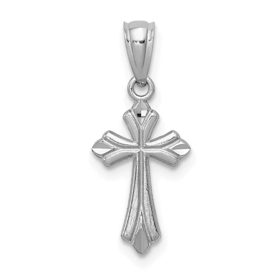 Goldia 14k White Gold Budded Cross Charm
