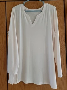 Susan Graver Loose Tunic Top Women's XL Ivory Liquid Knit Blouse - Picture 1 of 3