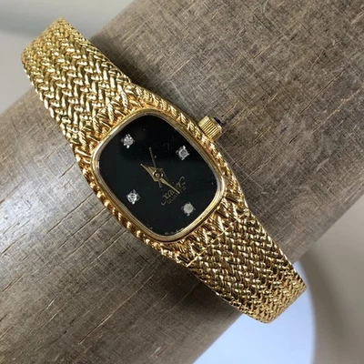 Vintage Xavier Women Dress Diamond Accent Gold Milanese Quartz 18mm Watch 7" - Image 1 of 4
