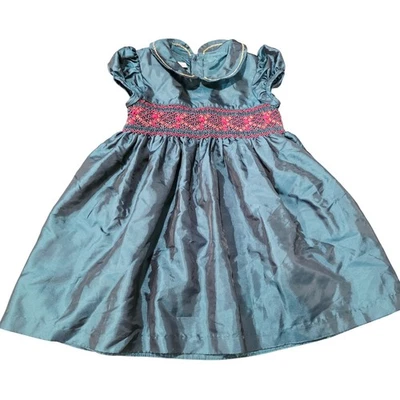 Vestido Bonnie Jean Niñas Navidad Verde Cintura Ajustada Talla 4T Mangas Abullonadas Foto 1 de 4