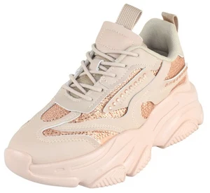 Berness Women Chunky Platform Sneakers Bling Trainer Athletic CHARLEE Beige Nude - Picture 1 of 6