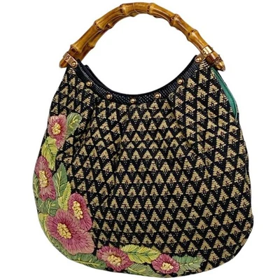 GUCCI Bamboo Handbag 125585 Fabric Black Multi-Color #BS1965 - Image 1 of 4