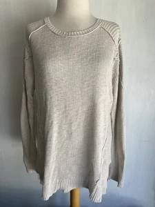 Suéter MICHAEL STARS Oficial Mujer Beige Gran Tamaño Tejido con Cable Talla M/L - Imagen 1 de 5