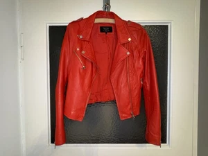 Zara Trafaluc Bikerjacke Damen Rot Leder Lederjacke Schafsleder Gr. S wie Neu - Bild 1 von 4