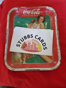 AS-IS Originale 1939 COCA-COLA Springboard Ragazza Costume da Bagno Soda Pubblicità VASSOIO - Foto 1 di 3