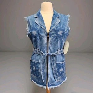 Revolt Blue Vest Zip Up Front Pockets & Belt Women’s Size 2X New - Picture 1 of 10