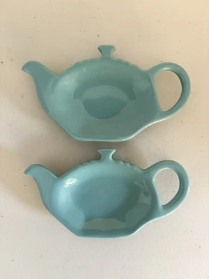 SET OF 2 Le Creuset Tea Bag Holders Turquoise Blue Dish Rest Discontinued - NEW - Image 1 of 4