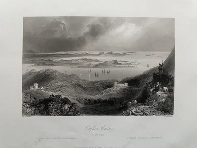 Impresión antigua de 1842; Castillo de Clifden, Connemara, Galway, Irlanda después de Bartlett Foto 1 de 2