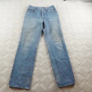 Vintage 80s Levis 501 Womens Jeans 28x30 Blue Denim Button Fly Distressed Thrash - Picture 1 of 18