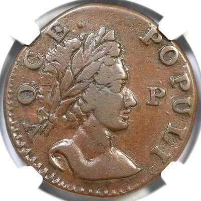 1760 N-12 R-3 NGC XF 45 Voce Populi Halfpenny Colonial Copper 1/2p - Image 1 of 3