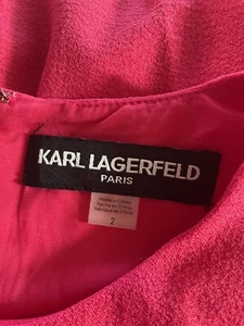 karl lagerfeld Paris pink ruffled Textured crepe Flounce Sheath dress Size 2 - Picture 1 of 7