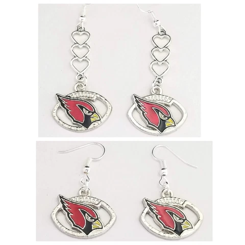 Arizona Cardinals Earrings NFL Football Shape Hearts Hypoallergenic Hook Dangles Cover