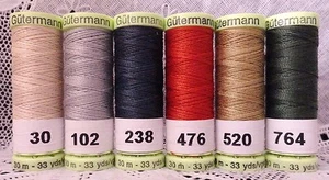 6 Heavy Duty GUTERMANN 100% Polyester Topstitching Thread 33 yard spools  - Picture 1 of 1