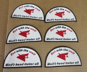 6 pcs Vintage Wolfs Head Motor Oil Sign Gas station dealer Patches NOS - Picture 1 of 6
