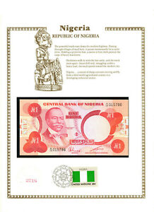 New ListingNigeria 1 Naira 1979 P-19c Unc w/ Fdi Un Flag Stamp M/28 015786