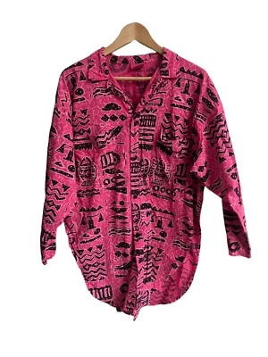 Blusa De Colección Garron EE. UU. Talla M Arte Azteca Geométrica Funky Top RARA Foto 1 de 4