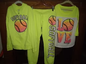 T25 EUC Justice 3-teiliges Softball Outfit Shirt Kapuzen Sweatshirt Jacke Jogginghose - Bild 1 von 12