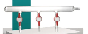 lab glass single row vacuum gas distributor 3 4 5 PTFE STOPCOCK schlenk - Bild 1 von 5