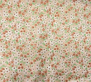 2 Yards+ Floral Print Fabric Vintage Beige Synthetic - Picture 1 of 3